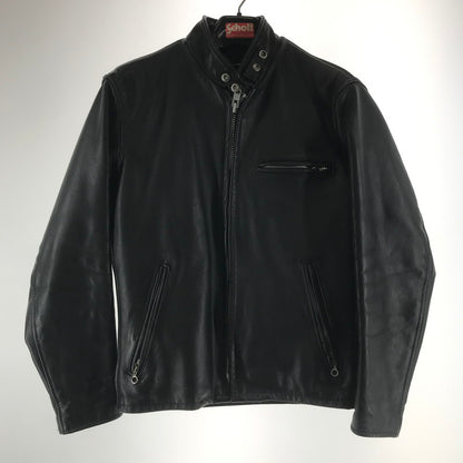 【中古品】【メンズ】 SCHOTT ショット 641 SINGLE RIDERS JACKET シングル ライダースジャケット BLACK USA製 ライナー・ハンガー付属 ※袖汚れ・毛玉・使用感あり 145-261013-io-08-fuzh サイズ：36 カラー：ブラック 万代Net店