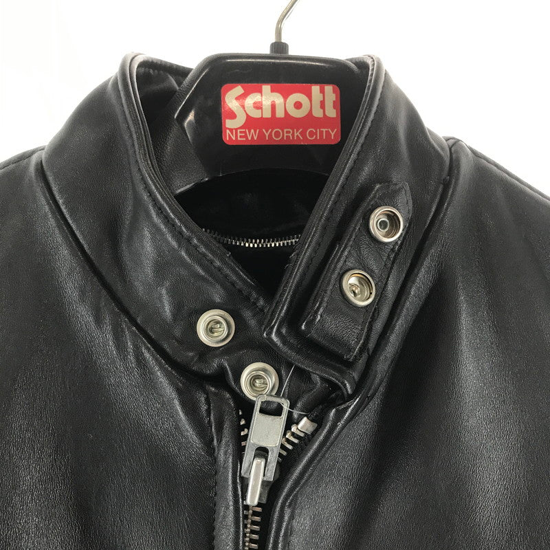 【中古品】【メンズ】 SCHOTT ショット 641 SINGLE RIDERS JACKET シングル ライダースジャケット BLACK USA製 ライナー・ハンガー付属 ※袖汚れ・毛玉・使用感あり 145-261013-io-08-fuzh サイズ：36 カラー：ブラック 万代Net店