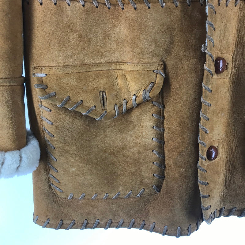 【中古品】【メンズ】 ムートンジャケット 上着 アウター CAMEL サイズ不明 VINTAGE ※使用感あり 145-261013-io-13-fuzh サイズ：不明 カラー：キャメル 万代Net店