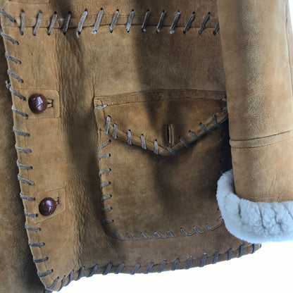 【中古品】【メンズ】 ムートンジャケット 上着 アウター CAMEL サイズ不明 VINTAGE ※使用感あり 145-261013-io-13-fuzh サイズ：不明 カラー：キャメル 万代Net店
