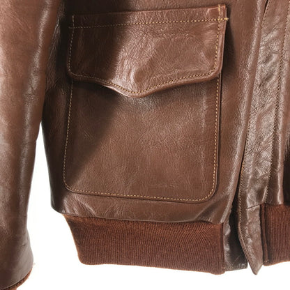 【中古品】【メンズ】 RAINBOW COUNTRY レインボーカントリー RCL-10056 A-2 FLIGHT JACKET フライトジャケット BROWN 下げ札付 ※毛玉・使用感あり 145-261013-io-05-fuzh サイズ：38 カラー：ブラウン 万代Net店