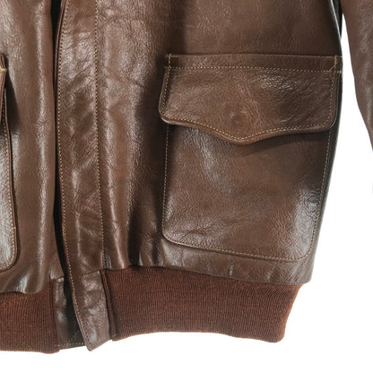 【中古品】【メンズ】 RAINBOW COUNTRY レインボーカントリー RCL-10056 A-2 FLIGHT JACKET フライトジャケット BROWN 下げ札付 ※毛玉・使用感あり 145-261013-io-05-fuzh サイズ：38 カラー：ブラウン 万代Net店