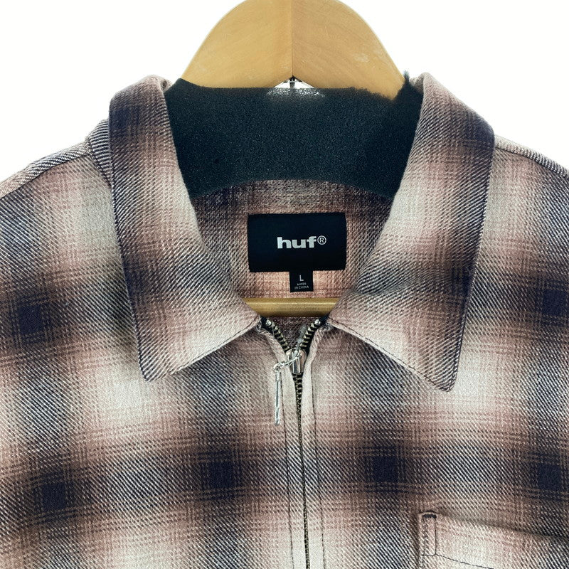 【中古品】【メンズ】 HUF ハフ DURANGO ZIP LS SHIRT 長袖シャツ カラーBROWN.オンブレチェック SIZE:L 142-261016-ky-07-fuzh 万代Net店