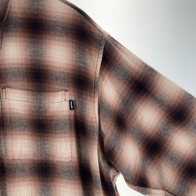 【中古品】【メンズ】 HUF ハフ DURANGO ZIP LS SHIRT 長袖シャツ カラーBROWN.オンブレチェック SIZE:L 142-261016-ky-07-fuzh 万代Net店