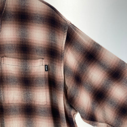 【中古品】【メンズ】 HUF ハフ DURANGO ZIP LS SHIRT 長袖シャツ カラーBROWN.オンブレチェック SIZE:L 142-261016-ky-07-fuzh 万代Net店