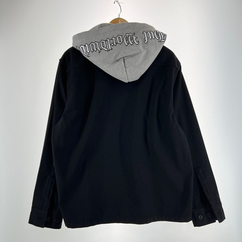 【中古品】【メンズ】 HUF ハフ OLYMPIA HOODED OVERSHIRT 缶バッジ付 ×2 オリンピア フーデッド オーバーシャツ 142-261015-ny-11-fuzh サイズ：L カラー：ブラック グレー 万代Net店