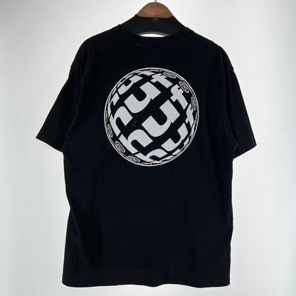 【中古品】【メンズ】 HUF ハフ 半袖Tシャツ バック 胸プリント HUFロゴ 142-261015-ny-02-fuzh サイズ：L カラー：ブラック 万代Net店