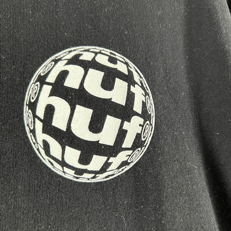 【中古品】【メンズ】 HUF ハフ 半袖Tシャツ バック 胸プリント HUFロゴ 142-261015-ny-02-fuzh サイズ：L カラー：ブラック 万代Net店