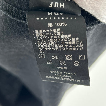 【中古品】【メンズ】 HUF ハフ 半袖Tシャツ バック 胸プリント HUFロゴ 142-261015-ny-02-fuzh サイズ：L カラー：ブラック 万代Net店