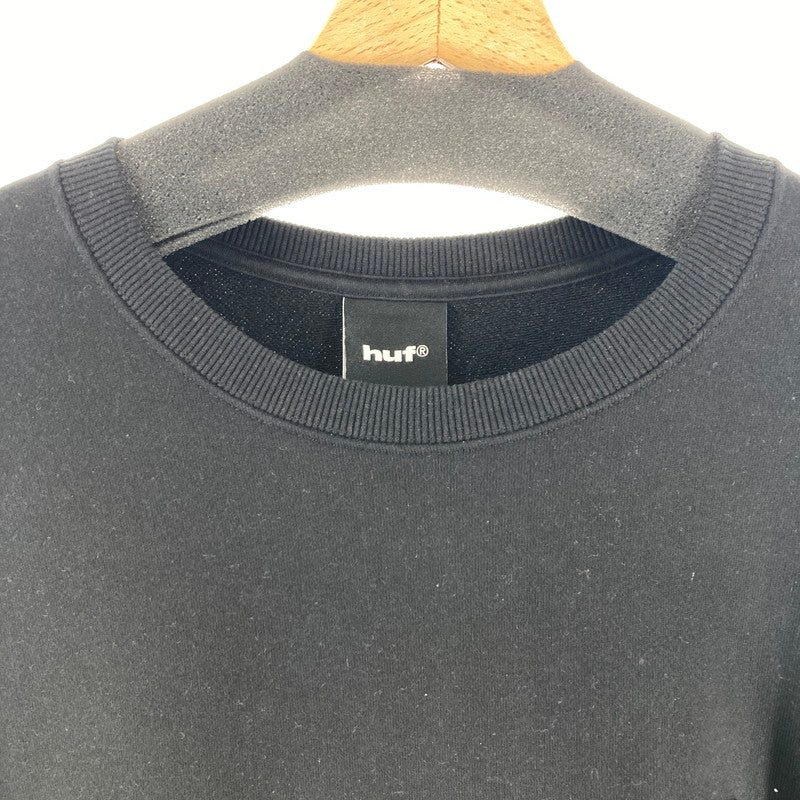 【中古品】【メンズ】 HUF ハフ 半袖Tシャツ カラーBLACK SIZE:XL スウェット HUFロゴワッペン 142-261016-ky-08-fuzh 万代Net店