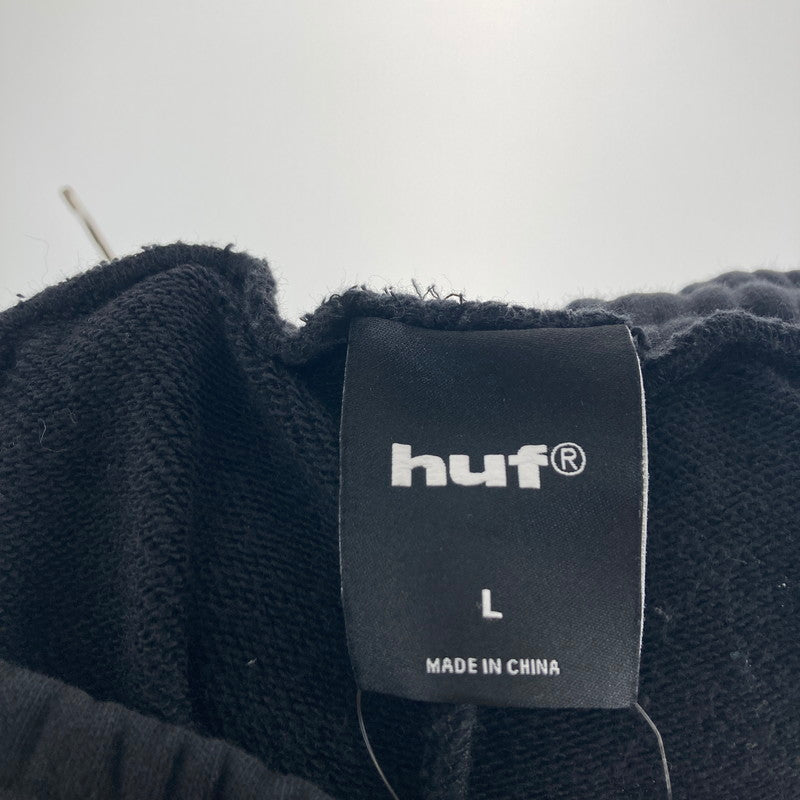 【中古品】【メンズ】 HUF ハフ AIR FLOW FLEECE PANT スウェットパンツ ワイドパンツ カラー BLACK SIZE:L ワンポイント刺繍ロゴ 153-261016-ky-09-fuzh 万代Net店