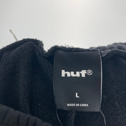 【中古品】【メンズ】 HUF ハフ AIR FLOW FLEECE PANT スウェットパンツ ワイドパンツ カラー BLACK SIZE:L ワンポイント刺繍ロゴ 153-261016-ky-09-fuzh 万代Net店