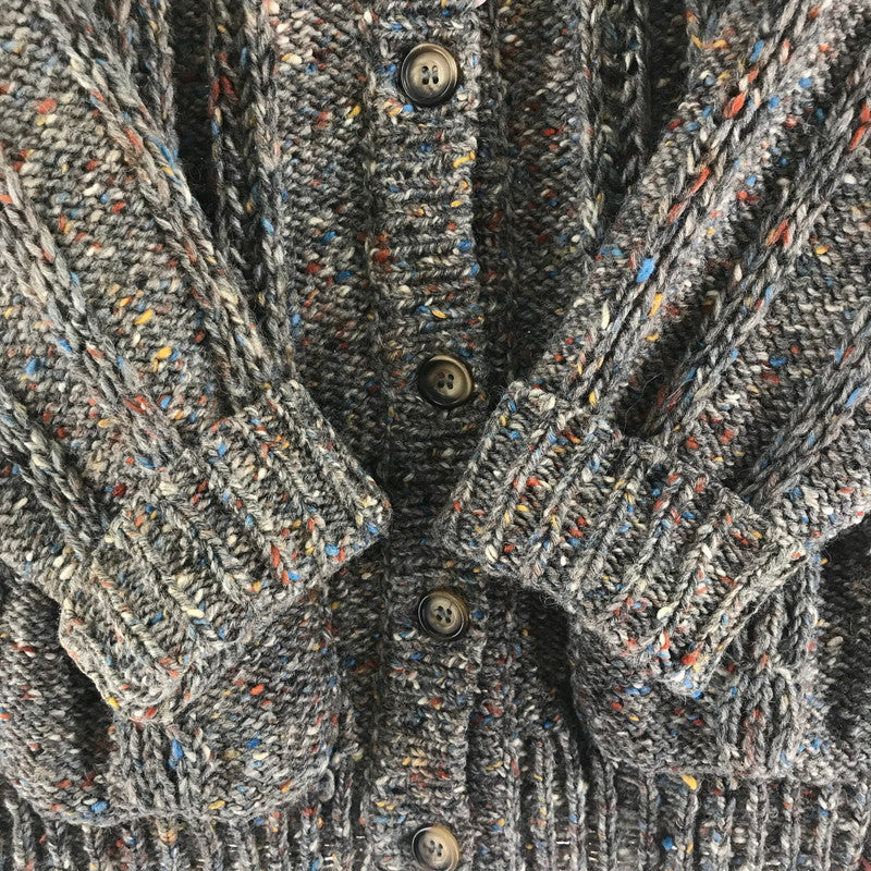 【中古品】【レディース】 BONNER OF IRELAND ボナーオブアイルランド WOOL CARDIGAN ウールカーディガン BROWN カラーネップ サイズ不明 上着 アウター ※首タグに小さな汚れあり 170-261018-io-12-fuzh サイズ：不明 カラー：ブラウン 万代Net店