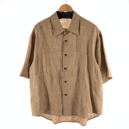 【現状渡し品】【メンズ】 AURALEE オーラリー LINEN SILK TWEED HALF SLEEVED SHIRT リネン シルク ツイード 半袖シャツ 古着 140-261017-gm-11-fuzh サイズ：4 カラー：ブラウン 万代Net店