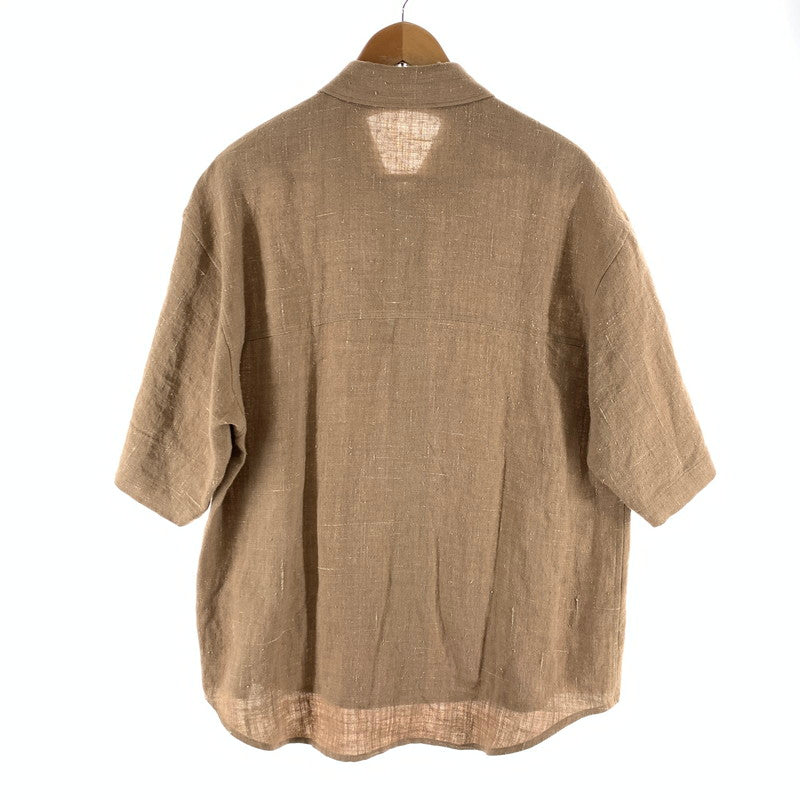 【現状渡し品】【メンズ】 AURALEE オーラリー LINEN SILK TWEED HALF SLEEVED SHIRT リネン シルク ツイード 半袖シャツ 古着 140-261017-gm-11-fuzh サイズ：4 カラー：ブラウン 万代Net店