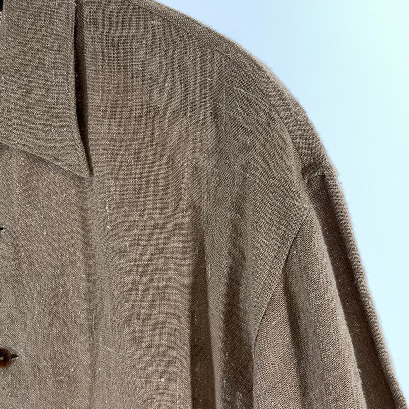【現状渡し品】【メンズ】 AURALEE オーラリー LINEN SILK TWEED HALF SLEEVED SHIRT リネン シルク ツイード 半袖シャツ 古着 140-261017-gm-11-fuzh サイズ：4 カラー：ブラウン 万代Net店