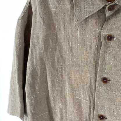 【現状渡し品】【メンズ】 AURALEE オーラリー LINEN SILK TWEED HALF SLEEVED SHIRT リネン シルク ツイード 半袖シャツ 古着 140-261017-gm-11-fuzh サイズ：4 カラー：ブラウン 万代Net店