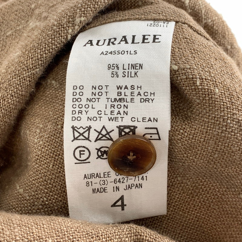 【現状渡し品】【メンズ】 AURALEE オーラリー LINEN SILK TWEED HALF SLEEVED SHIRT リネン シルク ツイード 半袖シャツ 古着 140-261017-gm-11-fuzh サイズ：4 カラー：ブラウン 万代Net店