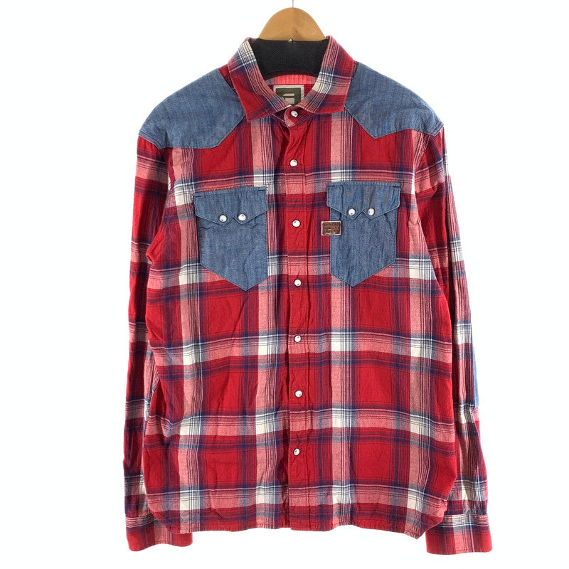 【中古品】【メンズ】 G-STAR RAW 311310014 LS SHIRT ジースターロー 長袖シャツ チェック 古着 141-261018-gm-04-fuzh サイズ：XL カラー：レッド 万代Net店