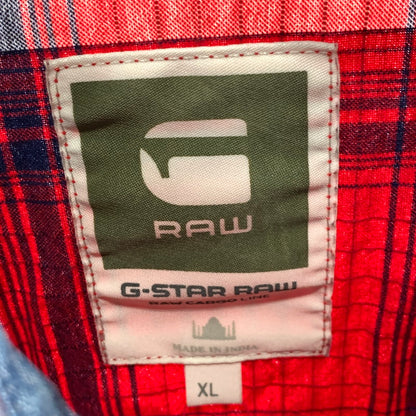 【中古品】【メンズ】 G-STAR RAW 311310014 LS SHIRT ジースターロー 長袖シャツ チェック 古着 141-261018-gm-04-fuzh サイズ：XL カラー：レッド 万代Net店