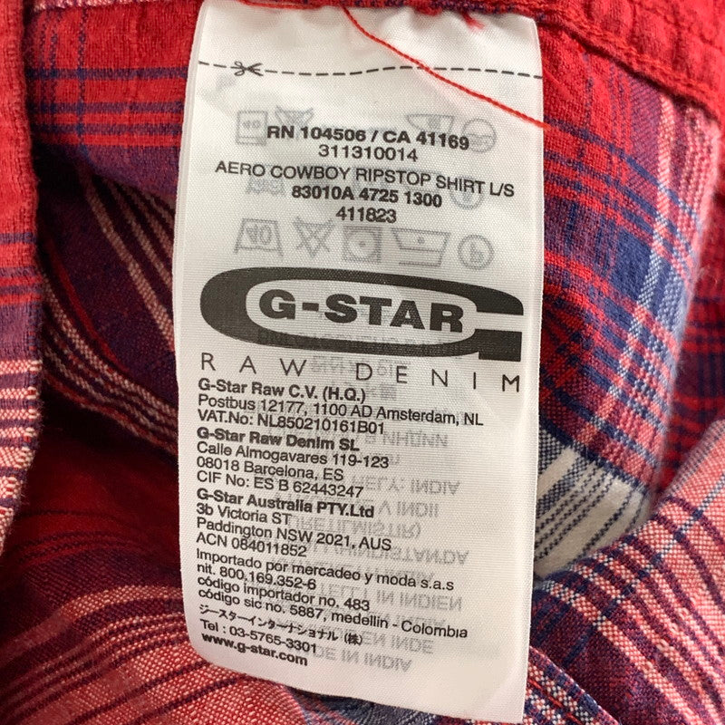 【中古品】【メンズ】 G-STAR RAW 311310014 LS SHIRT ジースターロー 長袖シャツ チェック 古着 141-261018-gm-04-fuzh サイズ：XL カラー：レッド 万代Net店