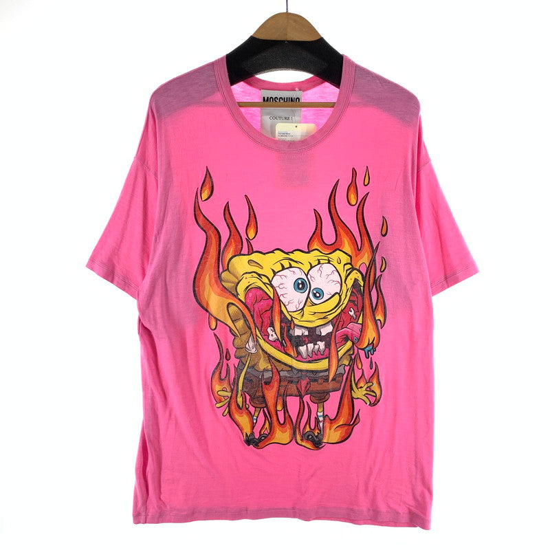 【中古品】【メンズ】 MOSCHINO モスキーノ 半袖Tシャツ カットソー 古着 141-261017-gm-12-fuzh サイズ：4 カラー：ピンク 万代Net店