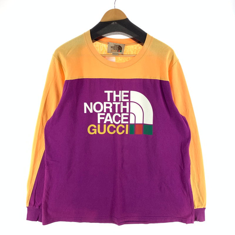 【中古品】【メンズ】 GUCCI グッチ×THE NORTH FACE ザ・ノースフェイス 671439 LS TEE 長袖Tシャツ カットソー 古着 141-261017-gm-25-fuzh サイズ：M カラー：イエロー パープル 万代Net店