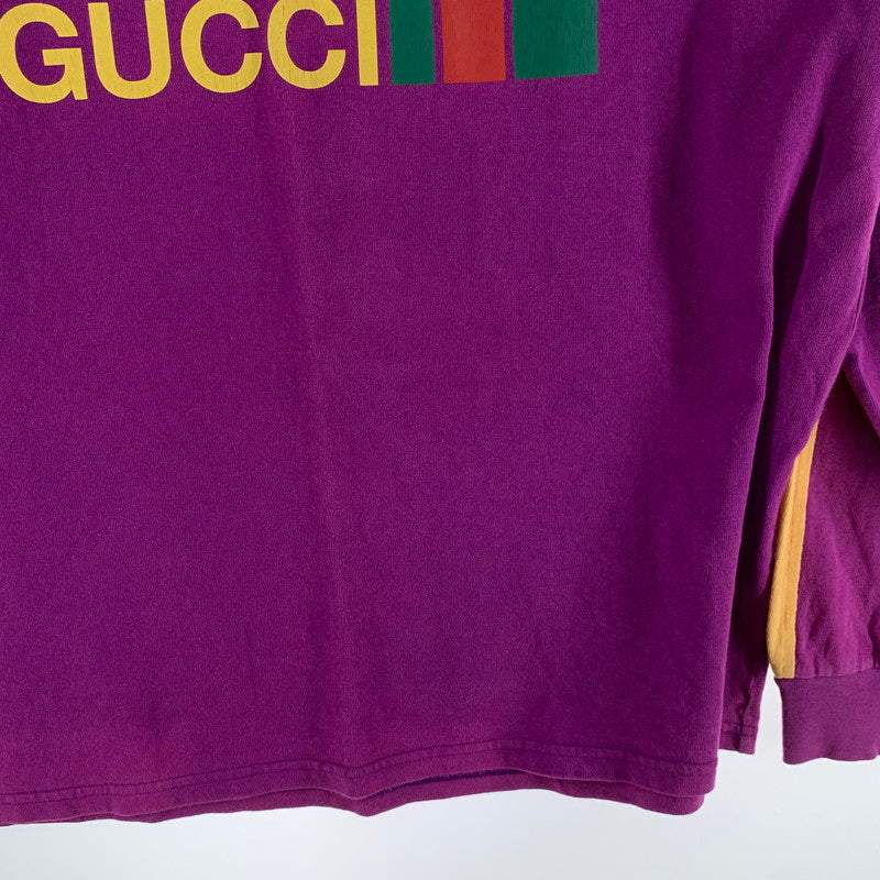 【中古品】【メンズ】 GUCCI グッチ×THE NORTH FACE ザ・ノースフェイス 671439 LS TEE 長袖Tシャツ カットソー 古着 141-261017-gm-25-fuzh サイズ：M カラー：イエロー パープル 万代Net店