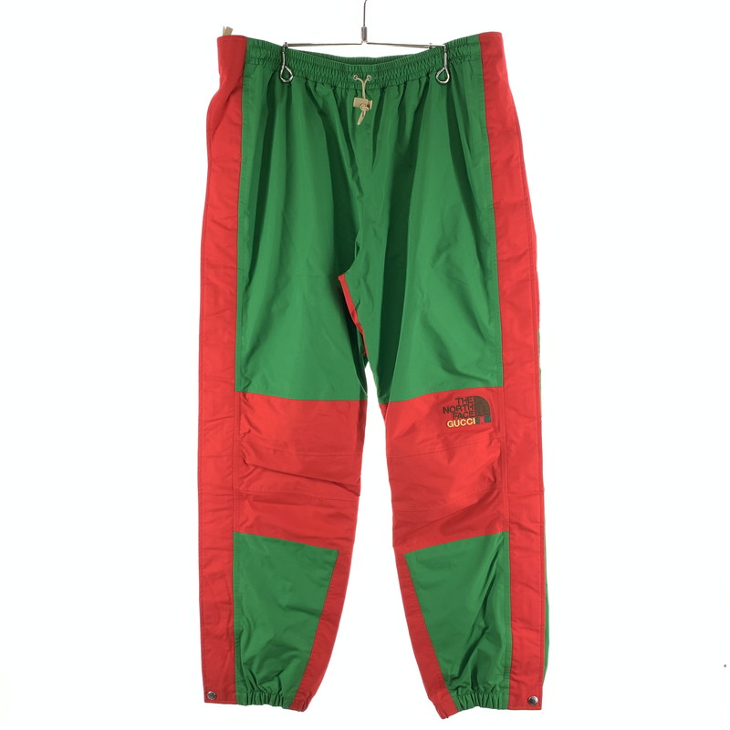 【中古品】【メンズ】 GUCCI グッチ×THE NORTH FACE ザ・ノースフェイス 663766 TRACK PANTS トラックパンツ 古着 152-261017-gm-17-fuzh サイズ：M カラー：グリ－ン レッド 万代Net店