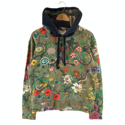 【中古品】【メンズ】 GUCCI グッチ 475374 FLORA SNAKE HOODIE スネーク フーディー パーカー 141-261017-gm-15-fuzh サイズ：S カラー：グリーン 万代Net店
