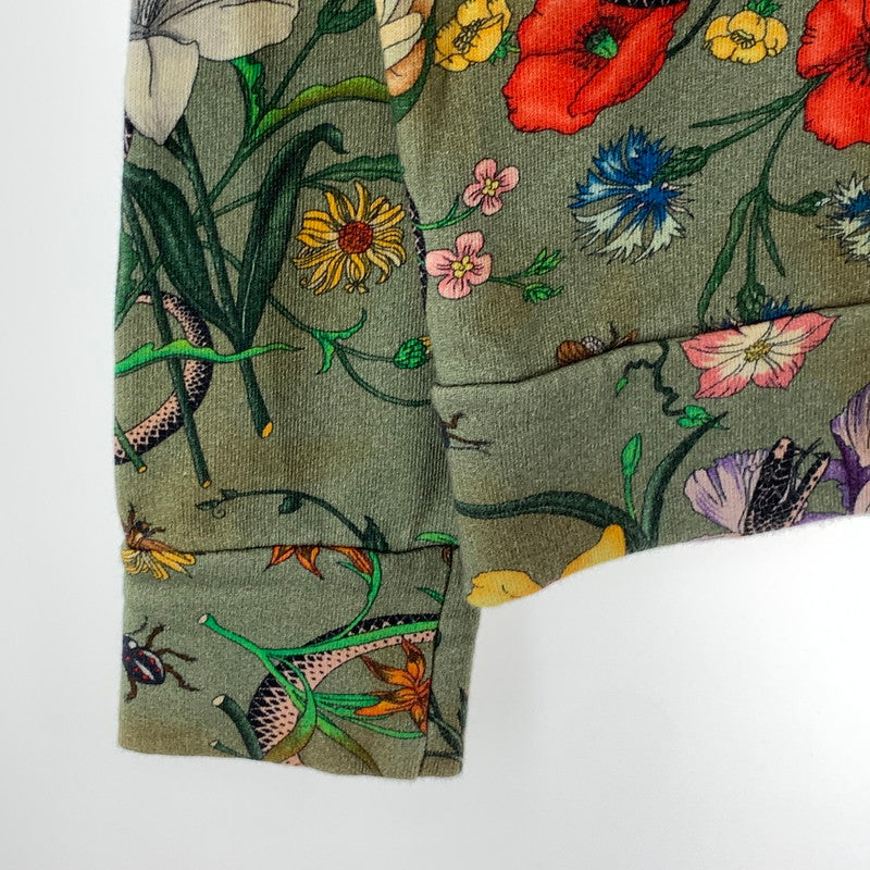 【中古品】【メンズ】 GUCCI グッチ 475374 FLORA SNAKE HOODIE スネーク フーディー パーカー 141-261017-gm-15-fuzh サイズ：S カラー：グリーン 万代Net店
