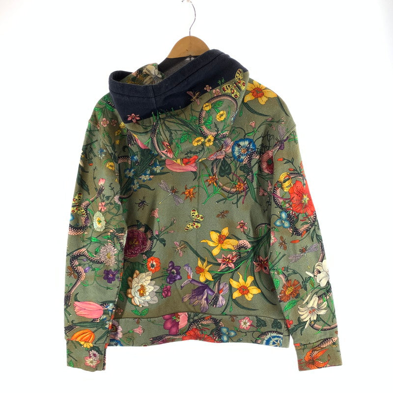 【中古品】【メンズ】 GUCCI グッチ 475374 FLORA SNAKE HOODIE スネーク フーディー パーカー 141-261017-gm-15-fuzh サイズ：S カラー：グリーン 万代Net店