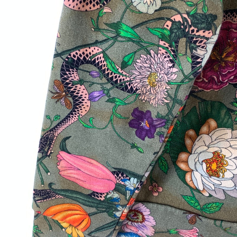 【中古品】【メンズ】 GUCCI グッチ 475374 FLORA SNAKE HOODIE スネーク フーディー パーカー 141-261017-gm-15-fuzh サイズ：S カラー：グリーン 万代Net店