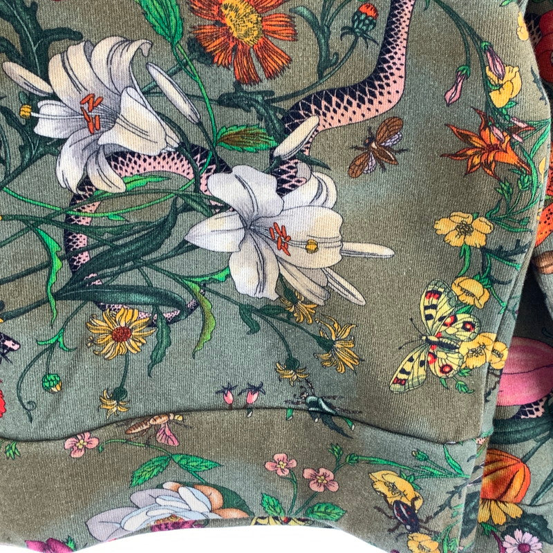 【中古品】【メンズ】 GUCCI グッチ 475374 FLORA SNAKE HOODIE スネーク フーディー パーカー 141-261017-gm-15-fuzh サイズ：S カラー：グリーン 万代Net店