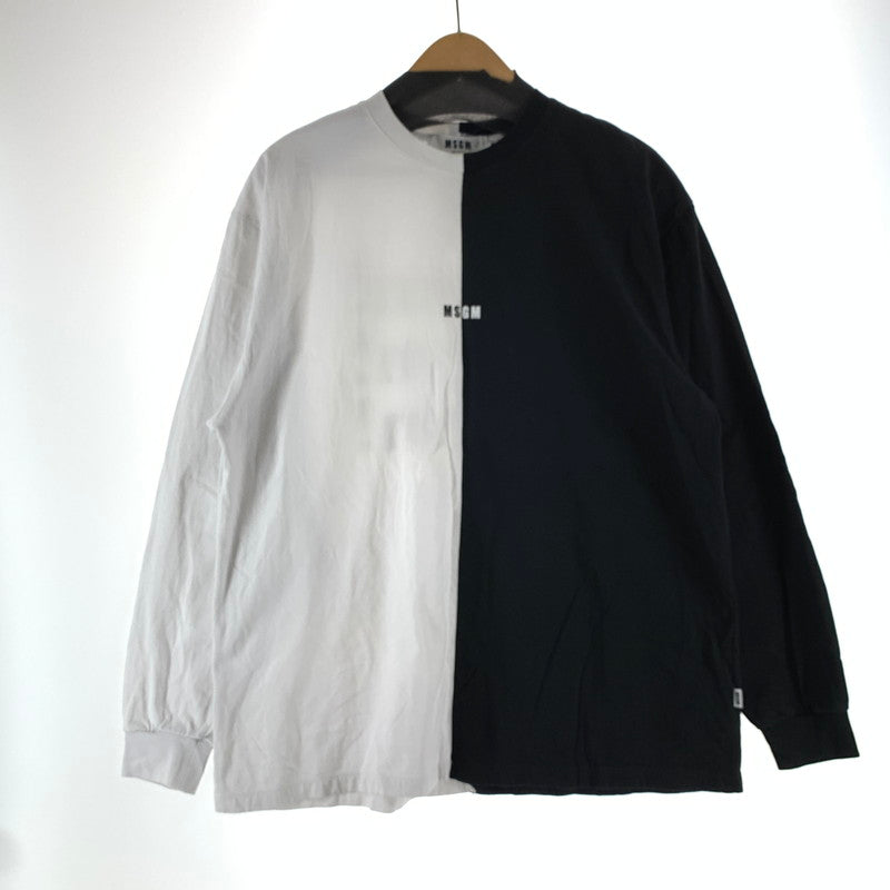 【中古品】【メンズ】 MSGM エムエスジーエム 長袖 バイカラーデザイン ロンT 142-261016-ny-03-fuzh サイズ：L カラー：ブラック ホワイト 万代Net店