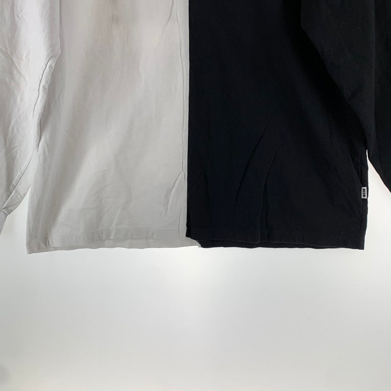 【中古品】【メンズ】 MSGM エムエスジーエム 長袖 バイカラーデザイン ロンT 142-261016-ny-03-fuzh サイズ：L カラー：ブラック ホワイト 万代Net店