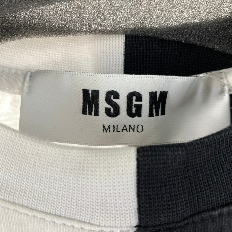 【中古品】【メンズ】 MSGM エムエスジーエム 長袖 バイカラーデザイン ロンT 142-261016-ny-03-fuzh サイズ：L カラー：ブラック ホワイト 万代Net店