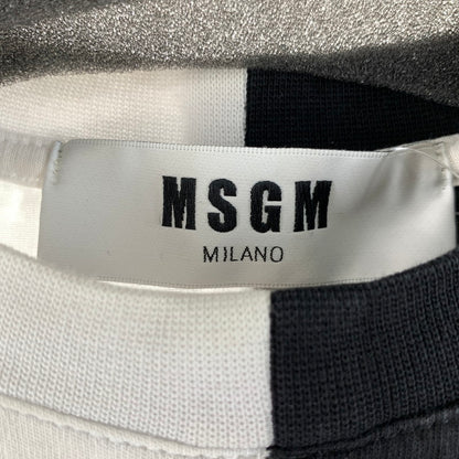 【中古品】【メンズ】 MSGM エムエスジーエム 長袖 バイカラーデザイン ロンT 142-261016-ny-03-fuzh サイズ：L カラー：ブラック ホワイト 万代Net店