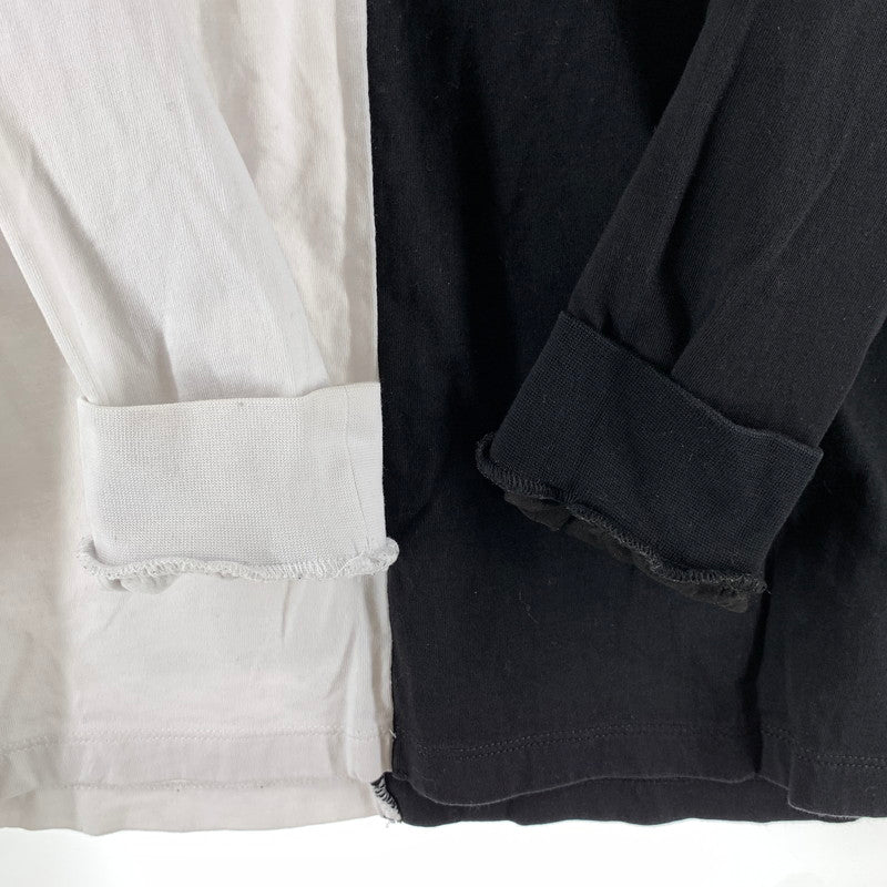 【中古品】【メンズ】 MSGM エムエスジーエム 長袖 バイカラーデザイン ロンT 142-261016-ny-03-fuzh サイズ：L カラー：ブラック ホワイト 万代Net店