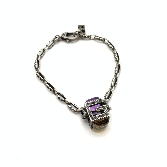 【中古品】【メンズ】 GUCCI グッチ スクエアG SV.925 ブレスレット ブランド アクセサリー 182-261018-gm-31-fuzh カラー：シルバー イエロー パープル 万代Net店