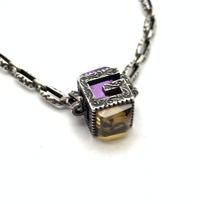 【中古品】【メンズ】 GUCCI グッチ スクエアG SV.925 ブレスレット ブランド アクセサリー 182-261018-gm-31-fuzh カラー：シルバー イエロー パープル 万代Net店