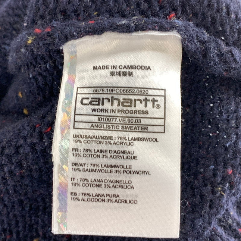 【中古品】【メンズ】 CARHARTT カーハート ANGLISTIC SWEATER セーター ニット 古着 145-261018-gm-49-fuzh サイズ：M カラー：ネイビー 万代Net店