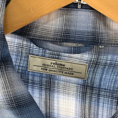 【中古品】【メンズ】 RELUME JOURNAL STANDARD レリューム ジャーナルスタンダード 長袖シャツ レーヨン オンブレチェック 147-261018-gm-42-fuzh サイズ：M カラー：ブルー ホワイト ブラック 万代Net店