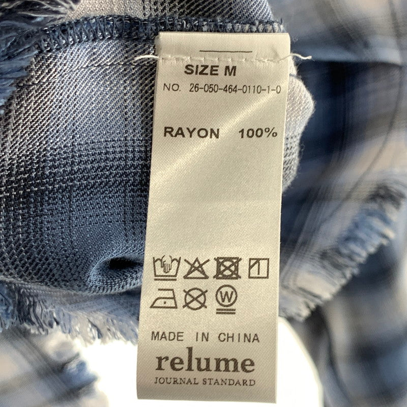 【中古品】【メンズ】 RELUME JOURNAL STANDARD レリューム ジャーナルスタンダード 長袖シャツ レーヨン オンブレチェック 147-261018-gm-42-fuzh サイズ：M カラー：ブルー ホワイト ブラック 万代Net店