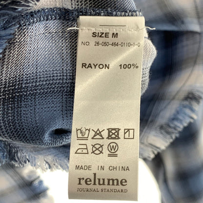 【中古品】【メンズ】 RELUME JOURNAL STANDARD レリューム ジャーナルスタンダード 長袖シャツ レーヨン オンブレチェック 147-261018-gm-42-fuzh サイズ：M カラー：ブルー ホワイト ブラック 万代Net店