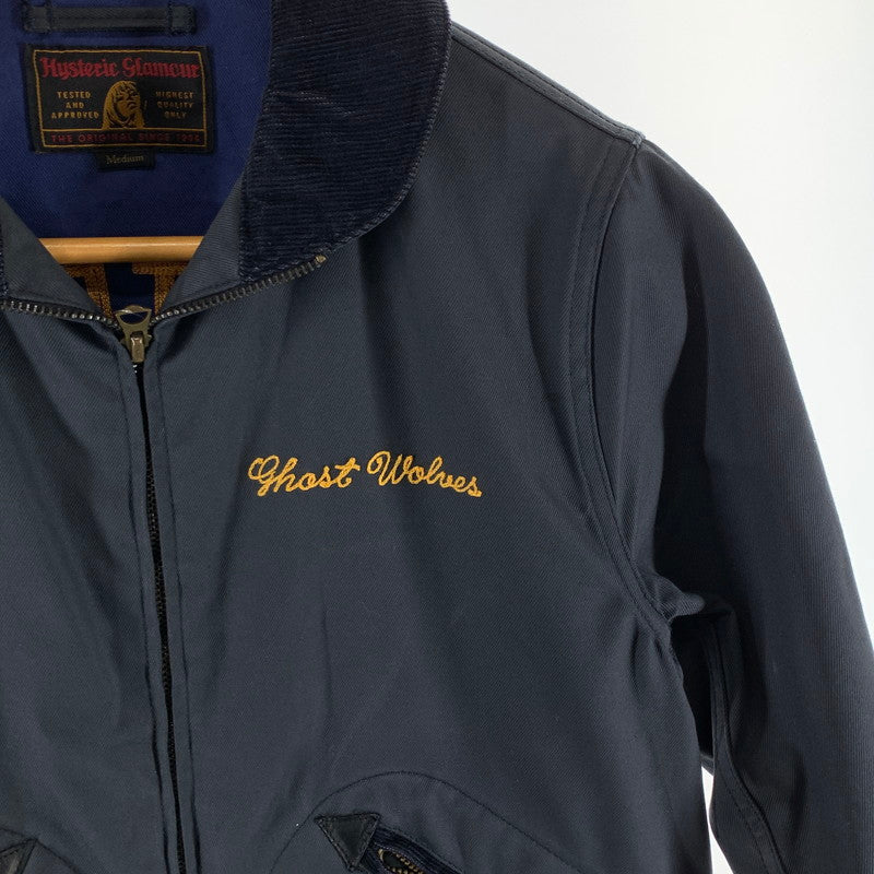 【中古品】【メンズ】 HYSTERIC GLAMOUR ヒステリックグラマー GHOST WOLVES刺繍ラウンドカラージャケット 140-261018-gm-34-fuzh サイズ：M カラー：ブラック 万代Net店
