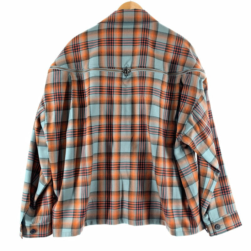 【中古品】【メンズ】 FACETASM ファセッタズム MKS-SH-M08 CHECK ZIPPER SHIRT チェックジッパーシャツ ORANGE×BLUE 長袖シャツ ※右横腹部分にシミあり 140-261022-io-06-fuzh カラー：オレンジ×ブルー 万代Net店