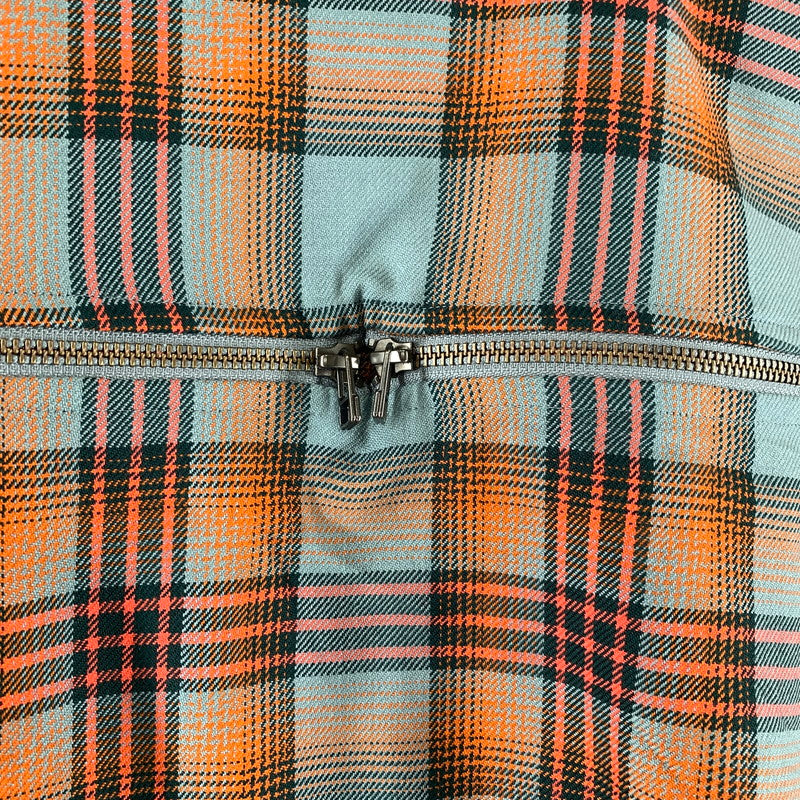 【中古品】【メンズ】 FACETASM ファセッタズム MKS-SH-M08 CHECK ZIPPER SHIRT チェックジッパーシャツ ORANGE×BLUE 長袖シャツ ※右横腹部分にシミあり 140-261022-io-06-fuzh カラー：オレンジ×ブルー 万代Net店