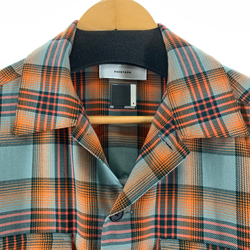 【中古品】【メンズ】 FACETASM ファセッタズム MKS-SH-M08 CHECK ZIPPER SHIRT チェックジッパーシャツ ORANGE×BLUE 長袖シャツ ※右横腹部分にシミあり 140-261022-io-06-fuzh カラー：オレンジ×ブルー 万代Net店
