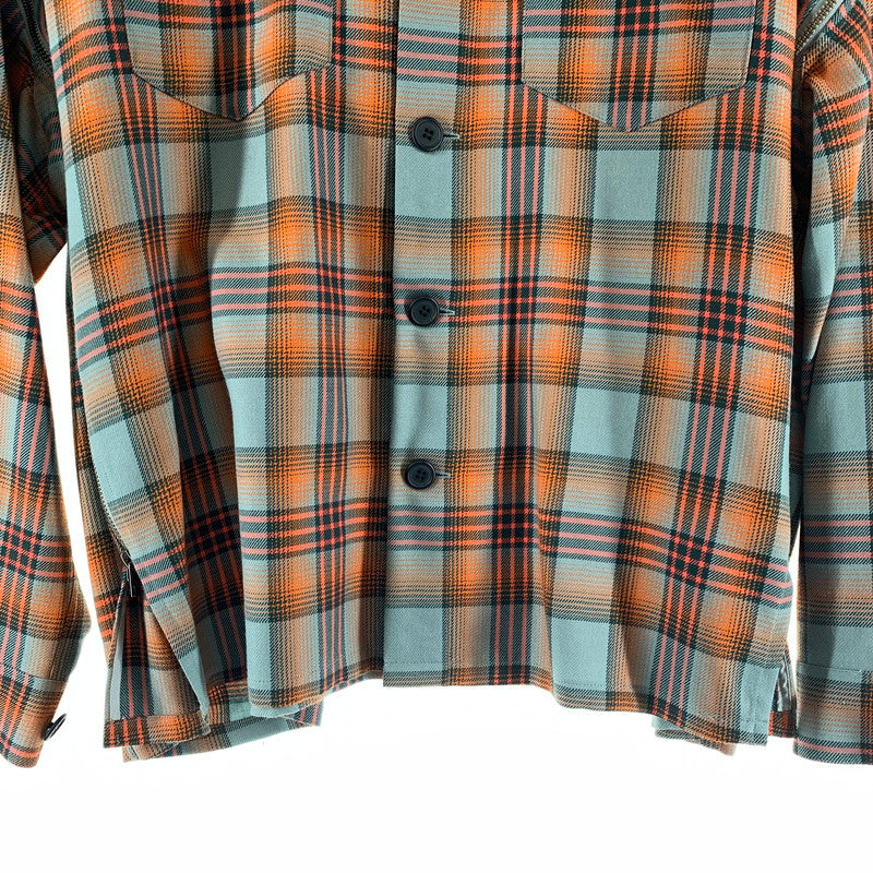 【中古品】【メンズ】 FACETASM ファセッタズム MKS-SH-M08 CHECK ZIPPER SHIRT チェックジッパーシャツ ORANGE×BLUE 長袖シャツ ※右横腹部分にシミあり 140-261022-io-06-fuzh カラー：オレンジ×ブルー 万代Net店